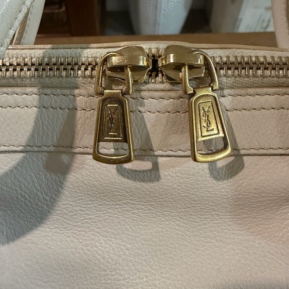 AUTHENTIC YSL Yves Saint Laurent Cream Leather Lucky Chyc Bowler Bag Handbag - Picture 2 of 16